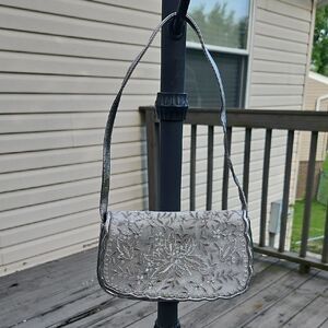 Stuart Weitzman Metallic Embroidered Shoulder Bag